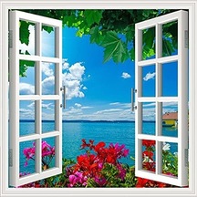 Pencere Poster Duvar Kağıdı Gül Deniz Yapışkanlı Sticker Diğer