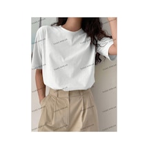 Tarzsokak Düz 7 Baskısız Baskılı Oversize Kalıp Unisex T-shirt Beyaz