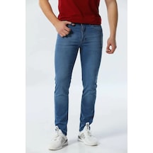 Erkek Mavi Slim Fit Likralı Esnek Jean Kot Pantolon Mavi