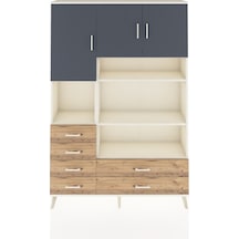 Arges Dolap 9 Raflı 6 Çekmeceli 3 Kapaklı 132x30x195 Aytaşı-antrasit/çam Antrasıt/atlas Çam