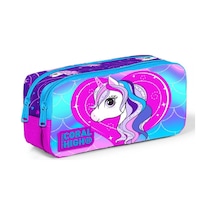 Coral High Unicorn Baskılı İki Bölmeli Kalem Çantası - Kız Çocuk