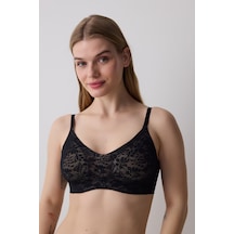Penti Tattoo Effect Lace Invisible Bonding Siyah Sütyen