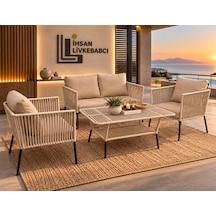 Rattan Bahçe Ve Balkon Takımı İklim Soft Model 2+1+1 Kahverengi