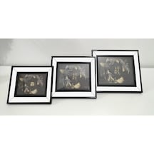 Fotoğraf Çerçevesi Siyah Renkli Çerçeveli 3'lü Aynalı Çerçeve Set ( 10 x 15 - 13 x 18 - 15 x 21 )