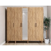 Alara Tamamı Mdf Aynalı Portmanto Vestiyer Ayakkabılık Çam 200 Cm - M12