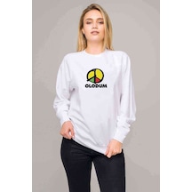 Olodum Baskılı Beyaz Kadın Sweatshirt