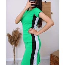 Kadın Triko Kısa Kollu Elbise Yeşil