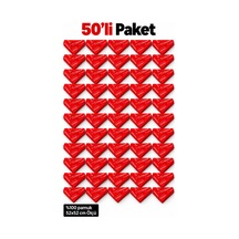 Herşeynota 50 Li Paket Kırmızı Atatürk İmzalı %100 Pamuk Fular Bandana 52x52 Cm Tören Etkinlik Çok Renkli