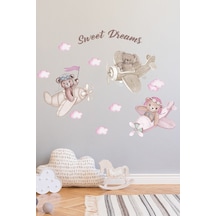 Pembe Kafadar Pilot Ayılar Duvar Sticker Seti