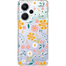 Xiaomi Redmi Note 13 Pro Plus Uyumlu Kamera Korumalı Çiçek Tasarımlı Şeffaf Kılıf Şeffaf