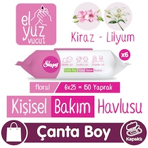 Sleepy Floral Kişisel Bakım Havlusu Çanta Boy 6x25 150 Yaprak 6 Paket