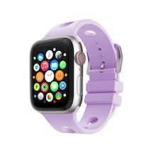 Apple Uyumlu Watch  44mm Delikli Tasarım Krd-147 Silikon Kordon Alpin Stil Siyah Kırmızı Mavi Naturel Gri Mor