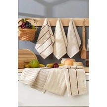 30x50 Cm Bambu Mutfak Havlusu Seti, 6 Adet Bej Renk Açık Bej