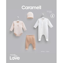 Caramell Mini Travel Tulumlu 4'lü Set Kahve renkli
