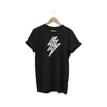 Rock & Roll Baskılı Siyah T-shirt Siyah