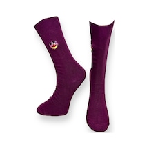 Me-vo Tekli Bordo Renkli Bay/bayan Unisex Esnek Nem Alabilen Pamuklu Palyaço Desenli Soket Çorap Bordo