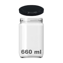 Afracam Metal Kapaklı Şeffaf Cam Kavanoz Siyah 660 ML