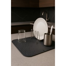 Silikon Bulaşık Kurutma Matı Su Toplamaz Kaydırmaz Bulaşıklık Tencere Altlığı 40x31 Cm Silikon Gri Diğer