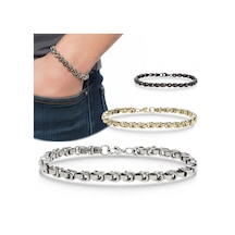Moncuk Design Box Cuban Çelik Zincir Bileklik 6mm 3351czb2d11 Sarı