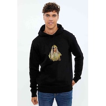 Lady Gaga Yellow Baskılı Siyah Erkek Örme Kapşonlu Sweatshirt