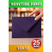 25 Adet 13x18 Cm Premium Kalite Davetiye Zarfı Mor