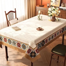 Tr Haki Yeşil Masa Örtüsü Masa Folyosu Köşeli, Çiçekler, Pvc, 140 X 220 Genel