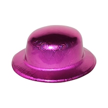 Pembe - 593 - Renk Hologramlı Plastik Yuvarlak Melon - Edntrend - 27x24 Cm