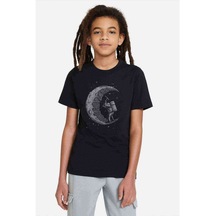 Ay Astronot Baskılı Unisex Çocuk Siyah T-Shirt