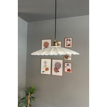 Risso Beyaz Metal Büyük Avize Yarım Lale Başlık Tekli Rustik Cafe Mutfak Modern Sarkıt Aydınlatma Beyaz