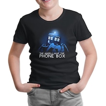 Doctor Who - Angels Have The Phone Box Siyah Çocuk Tshirt