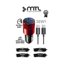 Araç Şarj Aleti Çakmaklık 38w Type-c Type-c + Usb Çift Portlu - Qualcomm Qc 4.0 Desteği Mt-a1835
