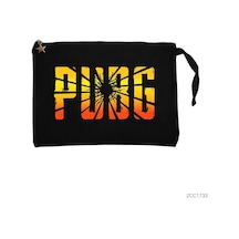 Zepplin Giyim Pubg Logo Cracked Siyah Clutch Astarlı Cüzdan / El Çantası
