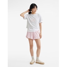 Koton Slim Fit Kısa Kollu Bisiklet Yaka Fiyonk Nakışlı Tişört Kar Melanj 6sal10701ık Gri Melanj