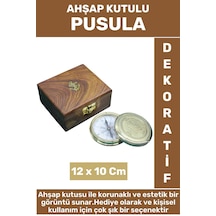 Premium Yüksek Kalite Erkek Arkadaş Sevgili Baba Hediyelik Dekoratif Koleksiyon Ahşap Kutulu Pusula