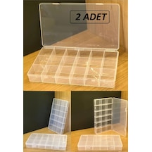 Bayev 2 Adet Şeffaf 18 Bölmeli Takı Kutusu Kuyumcu Toka Yüzük Saklama Box Balıkçı Malzeme Kutusu