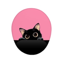 Kedi Tasarım Pembe Bilek Destekli Mouse Pad