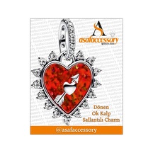Ok Kalp Sallantılı Charm Asafaccessory Kırmızı