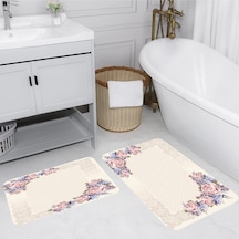 Rovigo Home Baskılı Kaymaz Taban 2 Li Banyo Paspas Takım Rvg5062-100X60-60X50 Çok Renkli