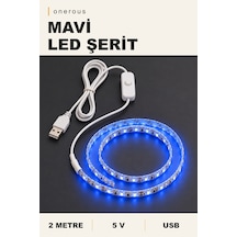 Onerous 2 M 5v Mavi Led Şerit, Anahtarlı, Usb