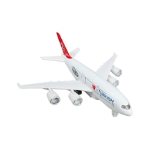 Airbus A380 Metal Yolcu Uçağı Çek Bırak Işıklı Sesli Metal Uçak Thy Turkish Yolcu Uçağı 22cm
