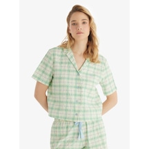 Kadın Pijama Üstü 60544 - Kare Desenli Çok Renkli