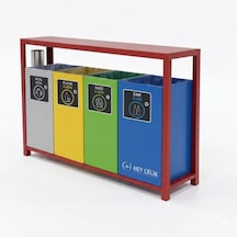 Toki 4 Lü Sıfır Atık Kutusu Geri Dönüşüm Ünitesi Tok-06 Metal Atık Ayrıştırma Sistemi