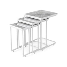 High Gloss Parlak Mermer Desen 3Lü C Zigon Sehpa (531810432)
