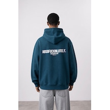 Respire Erkek Absofuckinlutely Baskılı Oversize Hoodie Zümrüt Zümrüt Yeşili