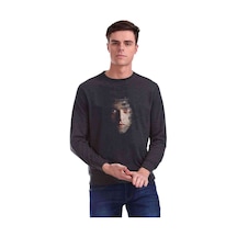 Mr Robot 2 Baskılı Füme Erkek Örme Sweatshirt
