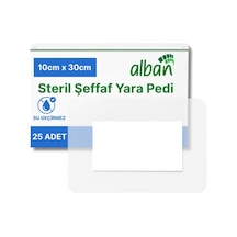 Steril Yara Pedi, Poliüretan 10cmx30cm Pansuman Yara Örtüsü, Steril Tekli Paketlerde 25li Kutuda