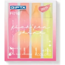 Gıpta Pick Pen Shine Fosforlu Markör 4 Lü Kalem Seti Sarı Pembe Turuncu Kırmızı 703709