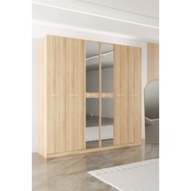 Aeka Ae-2191 Hisar Aynalı 6 Kapaklı Çok Bölmeli Askılı Ve Raflı Geniş Hacimli Gardırop 210x210 Cm Sonomo - Sonomo