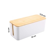 Greentech Kablo Düzenleme Kutusu Bambu+beyaz Renk-büyük Boy Gt-pk02