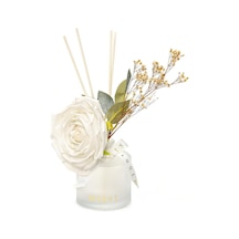 200 Ml Buzlu Cam Şişe Beyaz Gül Dekorlu White Jasmine Oda Kokusu Abundance Prosperity
